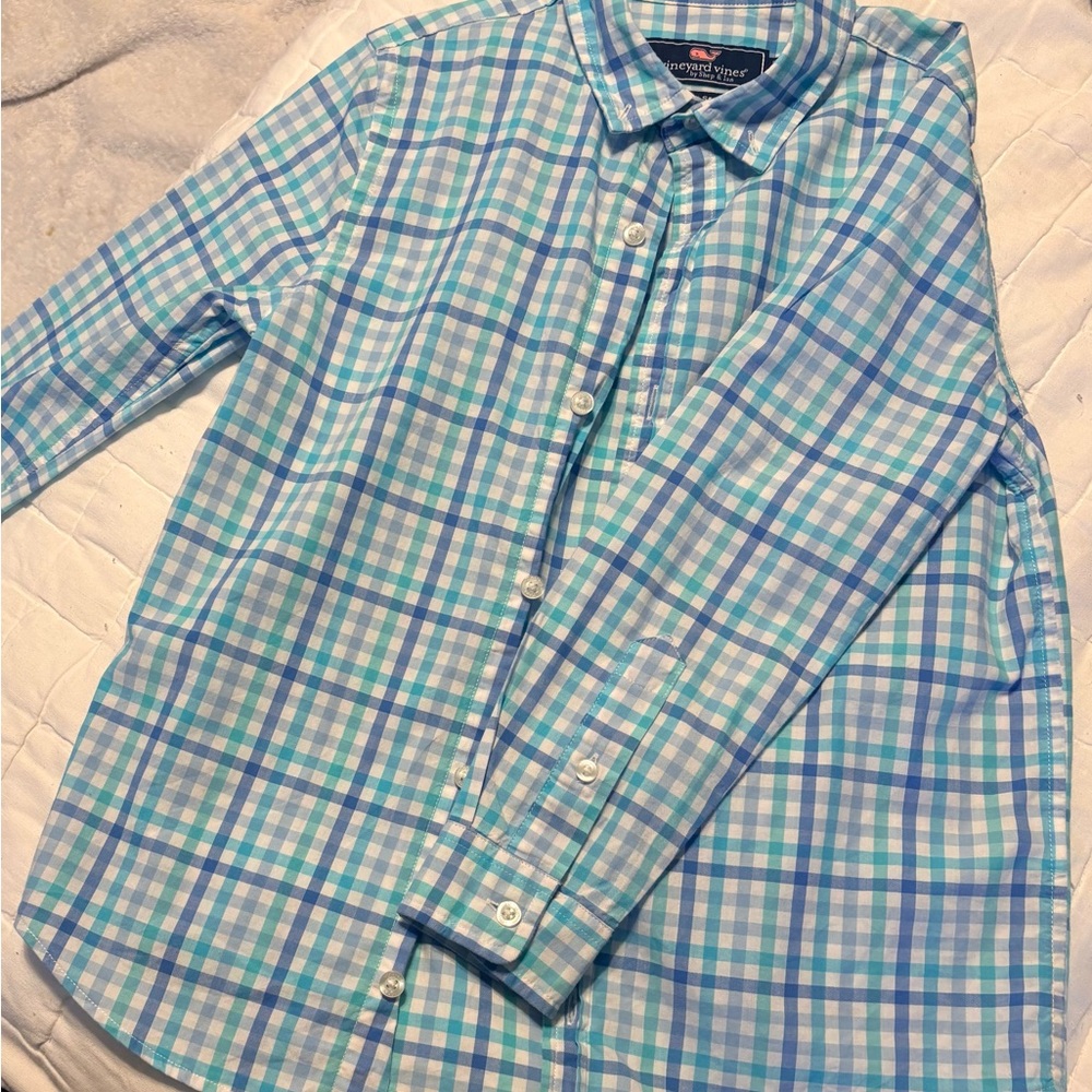 Vineyard Vines Kids Blue & Teal Checked Button-Down Shirt